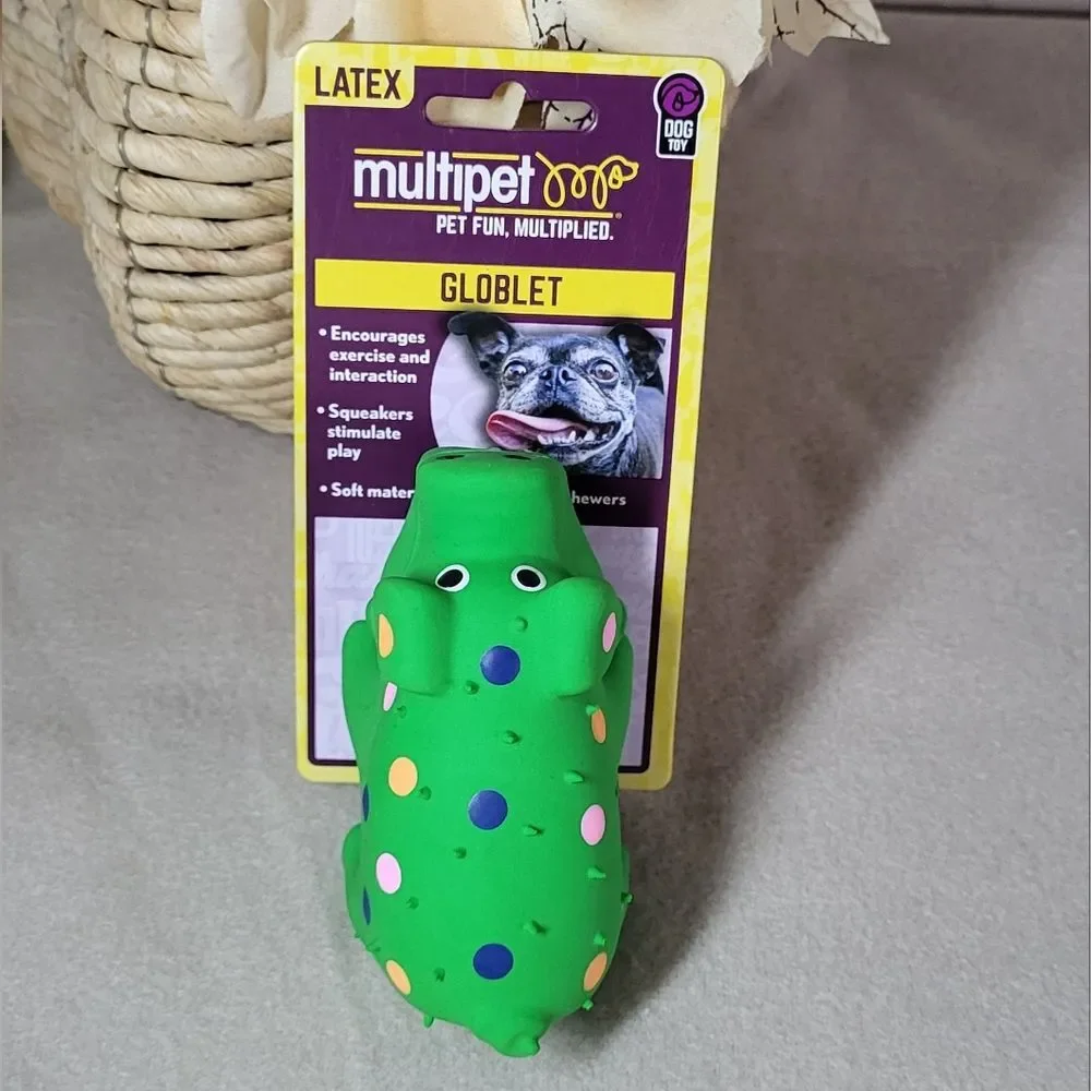 Multipet NWT Mini 4in Latex Pig Polka Dot Globlet Squeaky Dog Toy- 1 Count